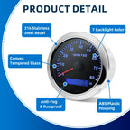 6 Gauge Set 85mm GPS Speedometer Tachometer 52mm Water Temp Fuel Voltmeter Oil Pressure Meter With 1/8 NPT Sensor For Boat Car