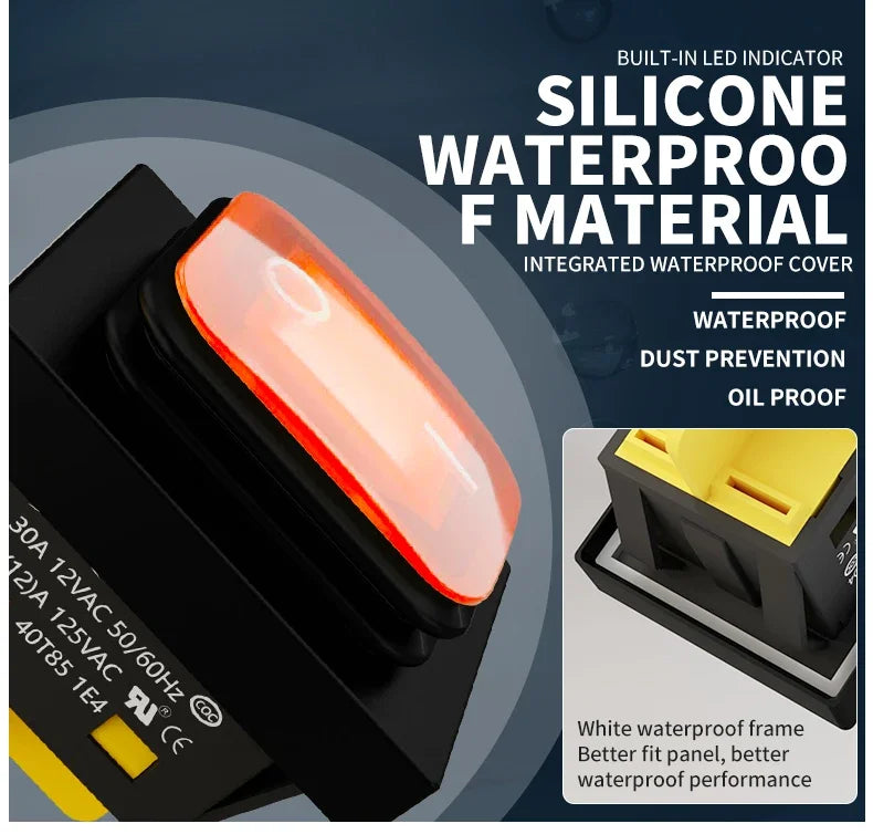 FILN 30A Heavy Duty Waterproof Rocker Switch 4 Pins IP67 12V 24V 110V 220V Ideal for Boat Marine Car Accessories Toggle Switches