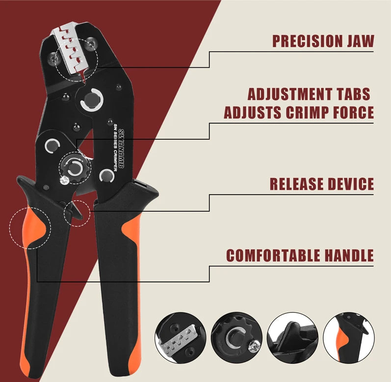 Ratchet Crimping Tool Kit With Interchangeable Jaws For Insulated Non-Insulated Terminals, Open Barrel, Dupont Connector,Sleeves