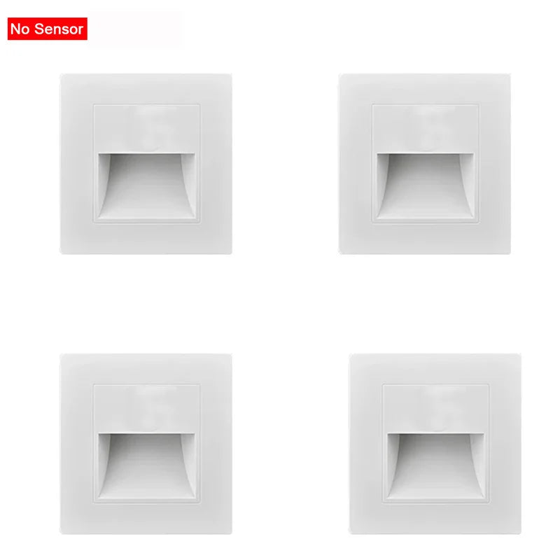 PIR Motion Detector Light Sensor LED Lights AC 110V-220V Recessed Staircase Bedroom Wall Lamp LED Night Light