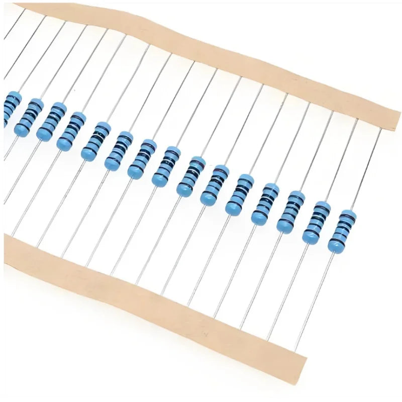 100PCS 1/2W 0.5W Metal film resistors 1% accuracy 10R-1M ohms 100R 220R 1K 2.2K 4.7K 10K 100K 470K DIY repair circuit