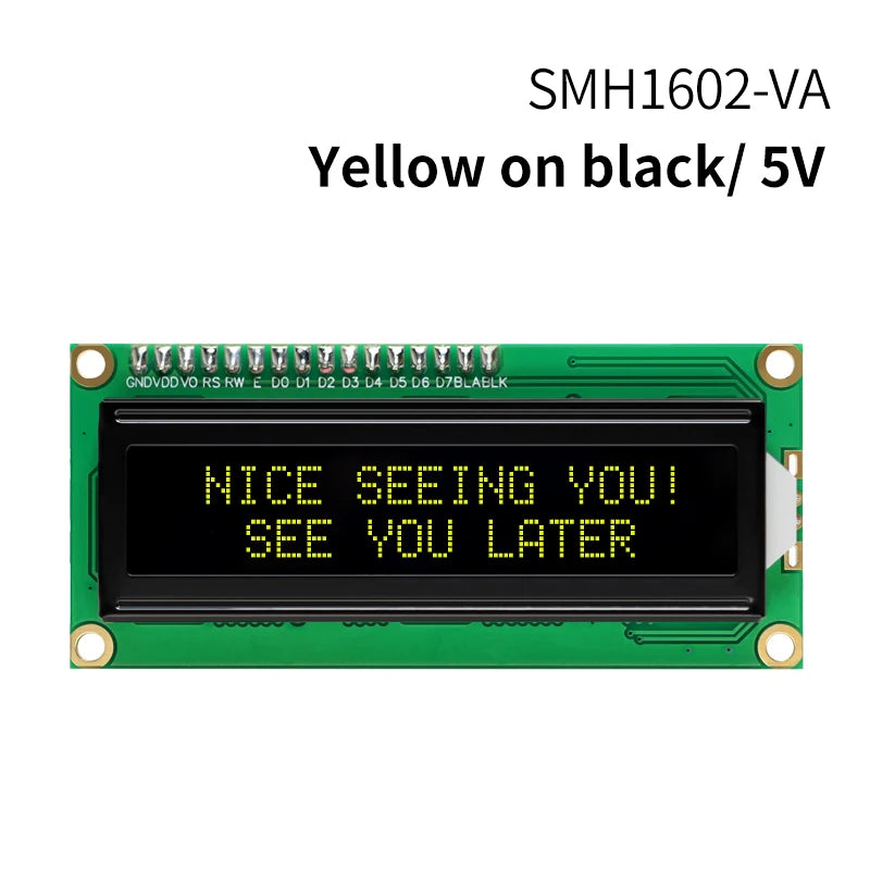 16x2 Character LCD Module Display Screen 162 LCM RED Green White Yellow VA Black Background 5V 3.3V for DIY Projects