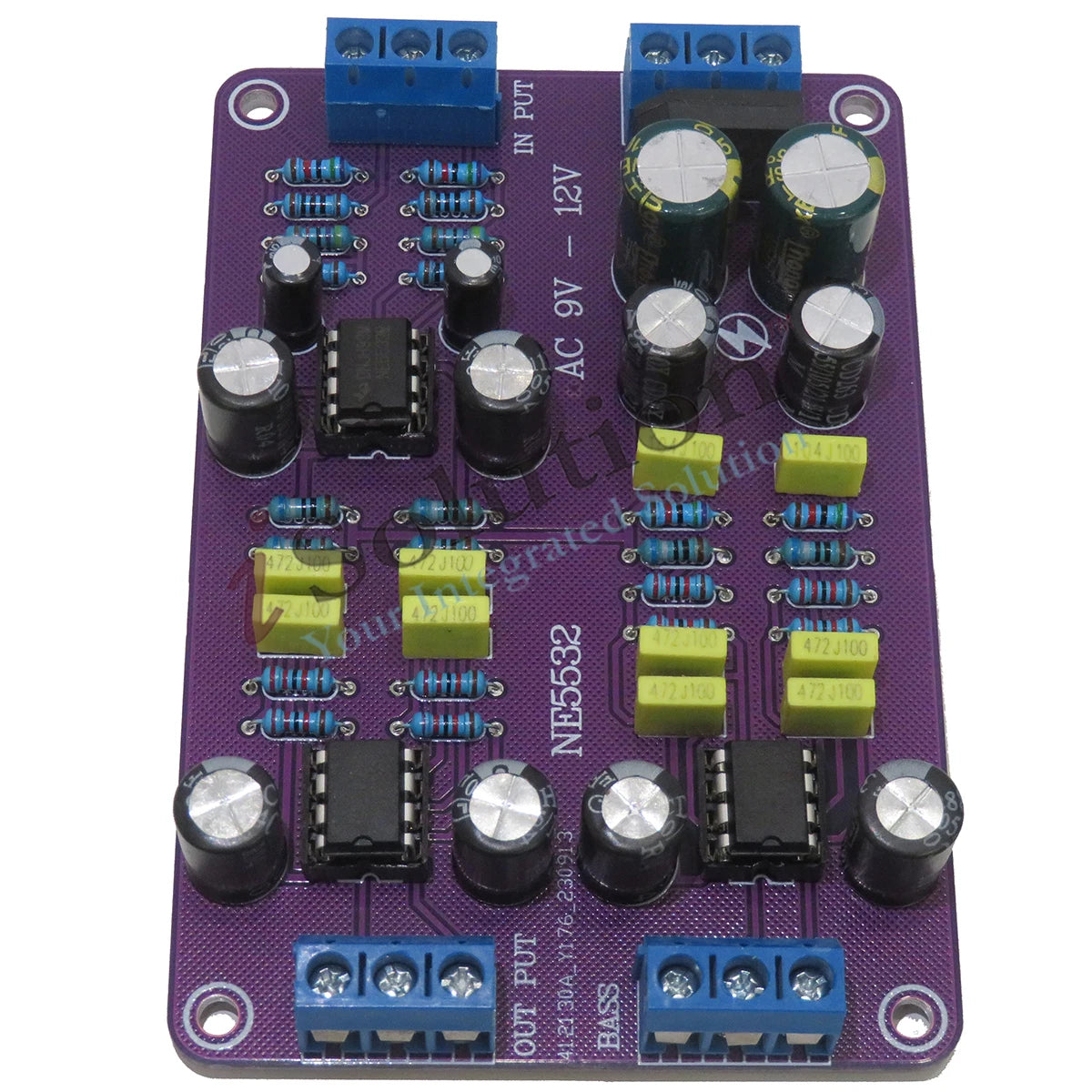 72Hz-7234Hz Electronic Frequency Divider NE5532 2 Way Pre-Stage Linkwitz- Riley Filter frequency divider correction capacitor