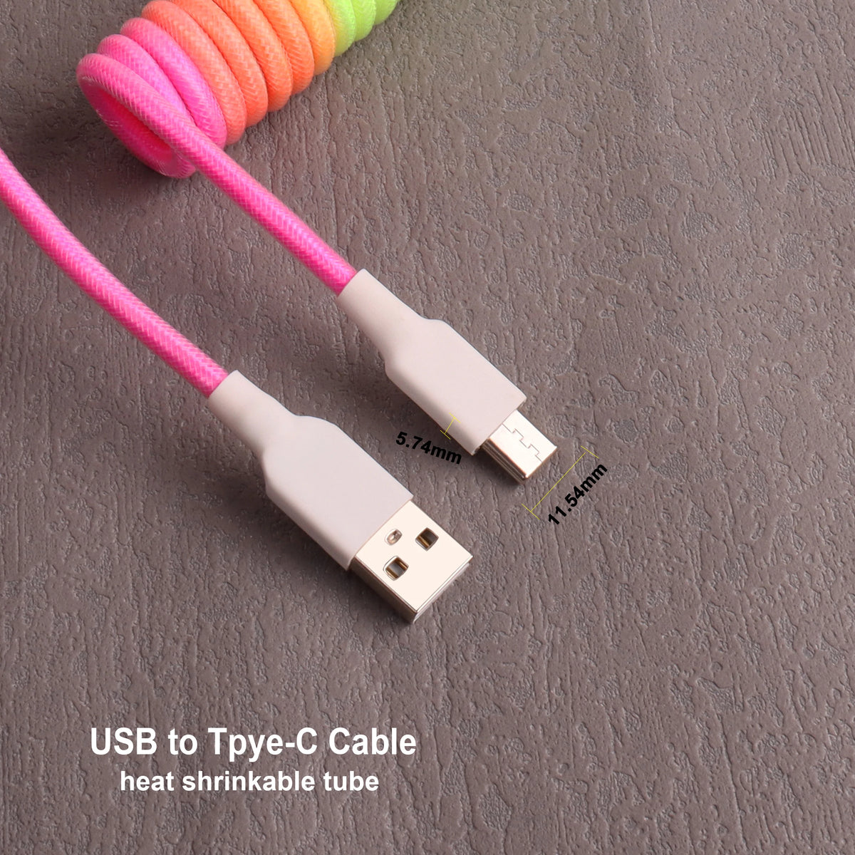 LANO 8 Colors Metal Aviator Connector GX16 USB to Tpye C Keyboard Spiral Cable PC Desk Accessories Connector For Pc Accessorie