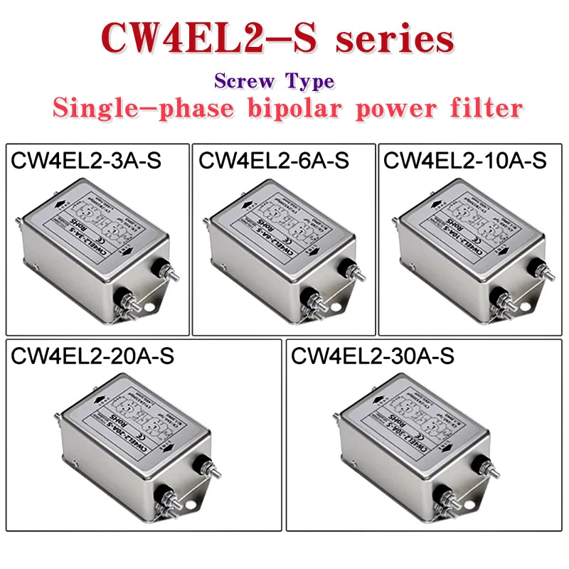 Single-phase bipolar power filter CW4EL2-S 3A/6A/10A/20A/30A circuit purifies EMI anti-jamming bolt-type CW4L2-10A-S  Las