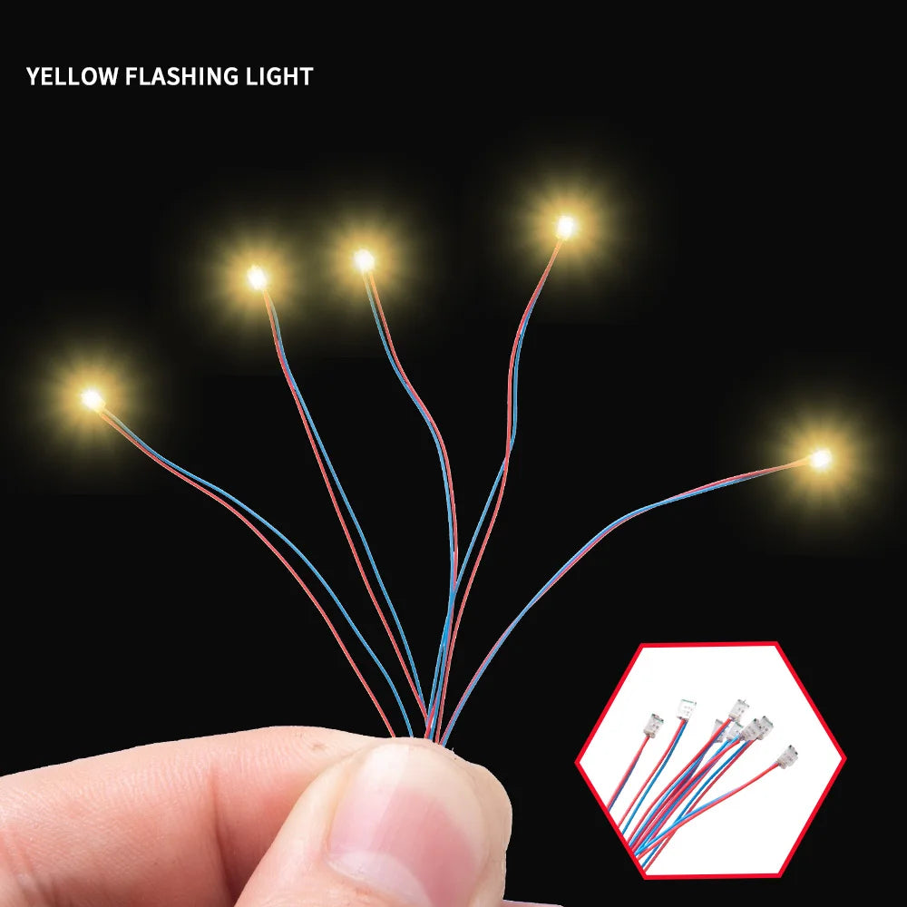 10pcs Flashing LED SMD 0805 3V Lamp Model Train Pre-soldere 30cm Connection Train Railway Layout/Starship/Robot/Cars Scene Decor