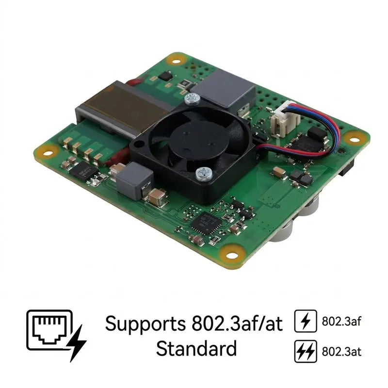 T43C-For Raspberry Pi Poe+ HAT Expansion Board With Cooling Fan- For Raspberry Pi 4B/3B+ Poe+ HAT 802.3Af/At Standard