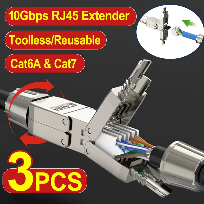 Cat7 Cat6a RJ45 LAN Extension Shielded Networking Plug LSA Network Cable Connector Tool-Free for Installation Cables Ethernet