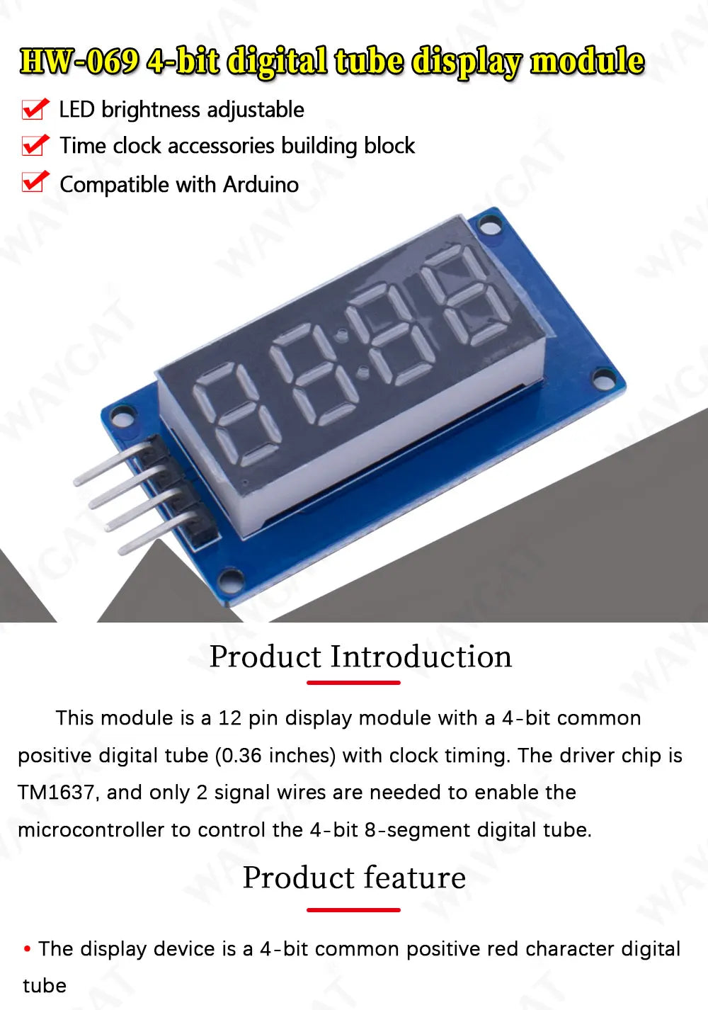 TM1637 LED Display Module For Arduino 7 Segment 4 Bits 0.36 Inch Clock RED Anode Digital Tube Four Serial Driver Board Pack