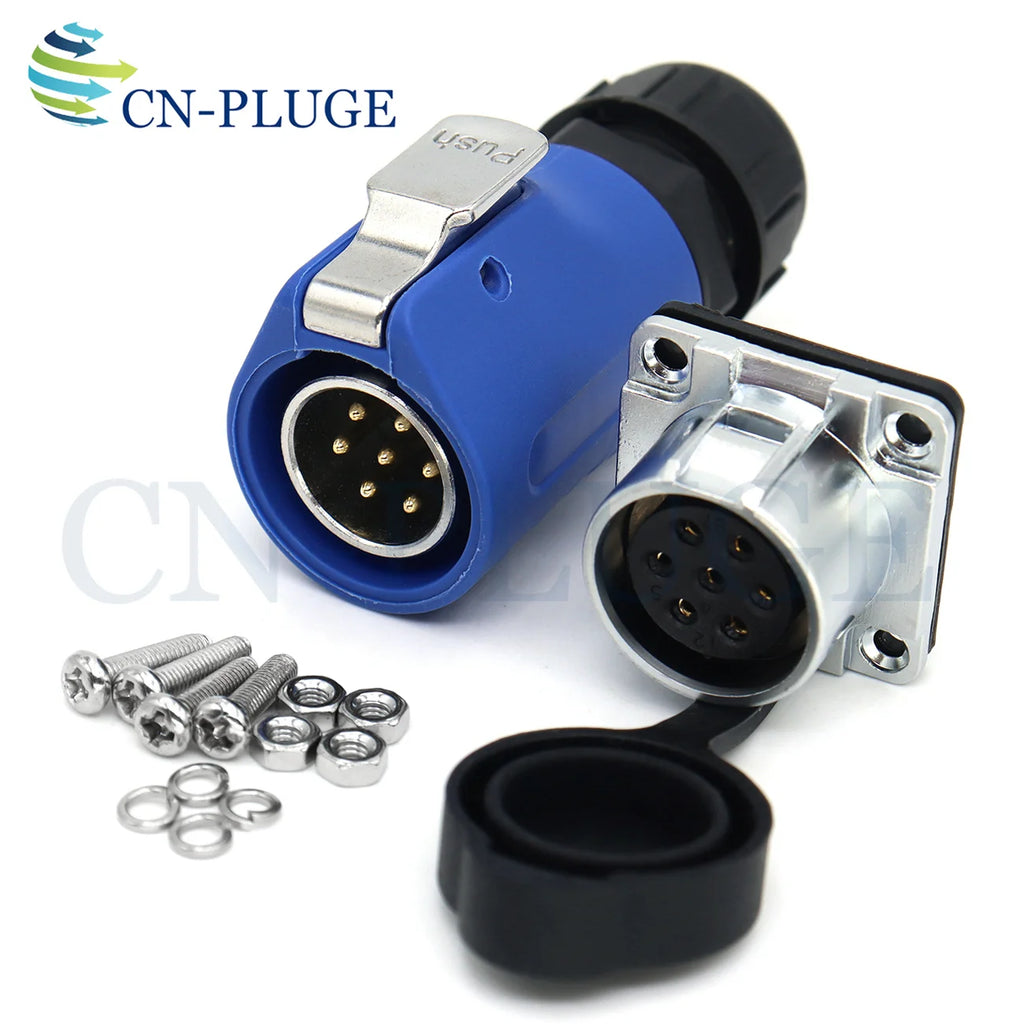 XHP20, IP67 2 3 4 5 67 8 9 10 12-Pin Waterproof Electrical Connector, 20mm Aviation Square Panel Mounting Male Plug