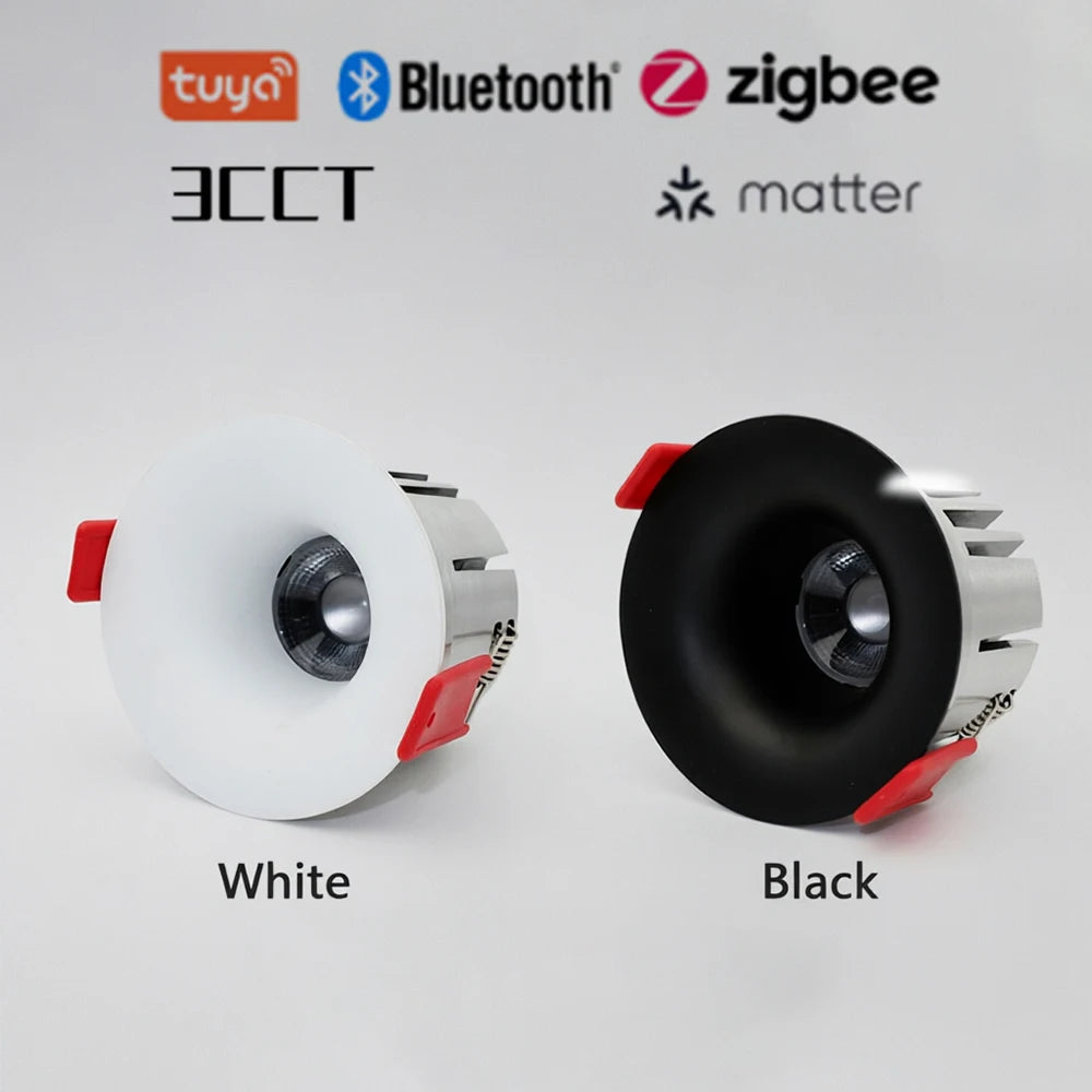 Recessed Curved Seamless LED Ceiling Light 3CCT/ Tuya BLE/ Zigbee/ Matter/ All Aluminum LED Spot Downlight