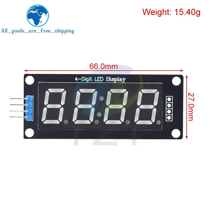 TM1637 LED Display Module for Arduino 4 Digit Tube 7 Segment 0.56 inch Time Clock Indicator Module Red Blue Green Yellow White