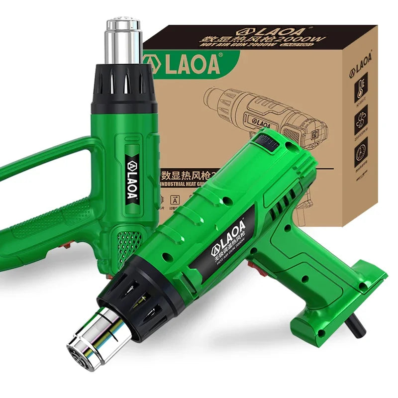 LAOA 2000W Digital Heat Gun Constant Temperatures Variable Industrial Electric Hot Air Guns for Pipe and Car Film Shrink Wrap