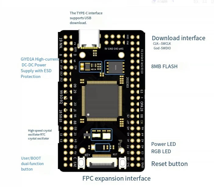 STM32G474VET6  Breakout Board, STM32G4 Series Minimum System with 512KB Flash 128KB SRAM, Support ADC DAC FDCAN SWD Debug