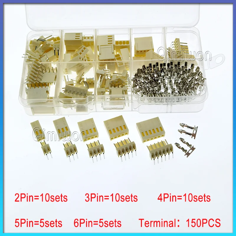 40 sets KF2510 Connector 2.54mm Pitch 2P-6Pin Straight/Curved Male Female Socket Housing Plug Pin Header Crimp Terminals KF-2510