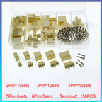 40 sets KF2510 Connector 2.54mm Pitch 2P-6Pin Straight/Curved Male Female Socket Housing Plug Pin Header Crimp Terminals KF-2510