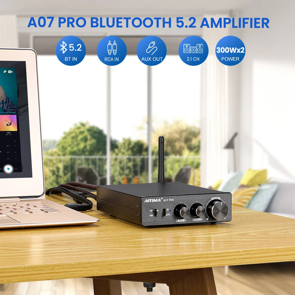 AIYIMA TPA3255 Bluetooth Power Amplifier A07 PRO Audio Amplifier 2.0 Stereo Speaker Amplifiers HiFi Amplificador Amp 300Wx2