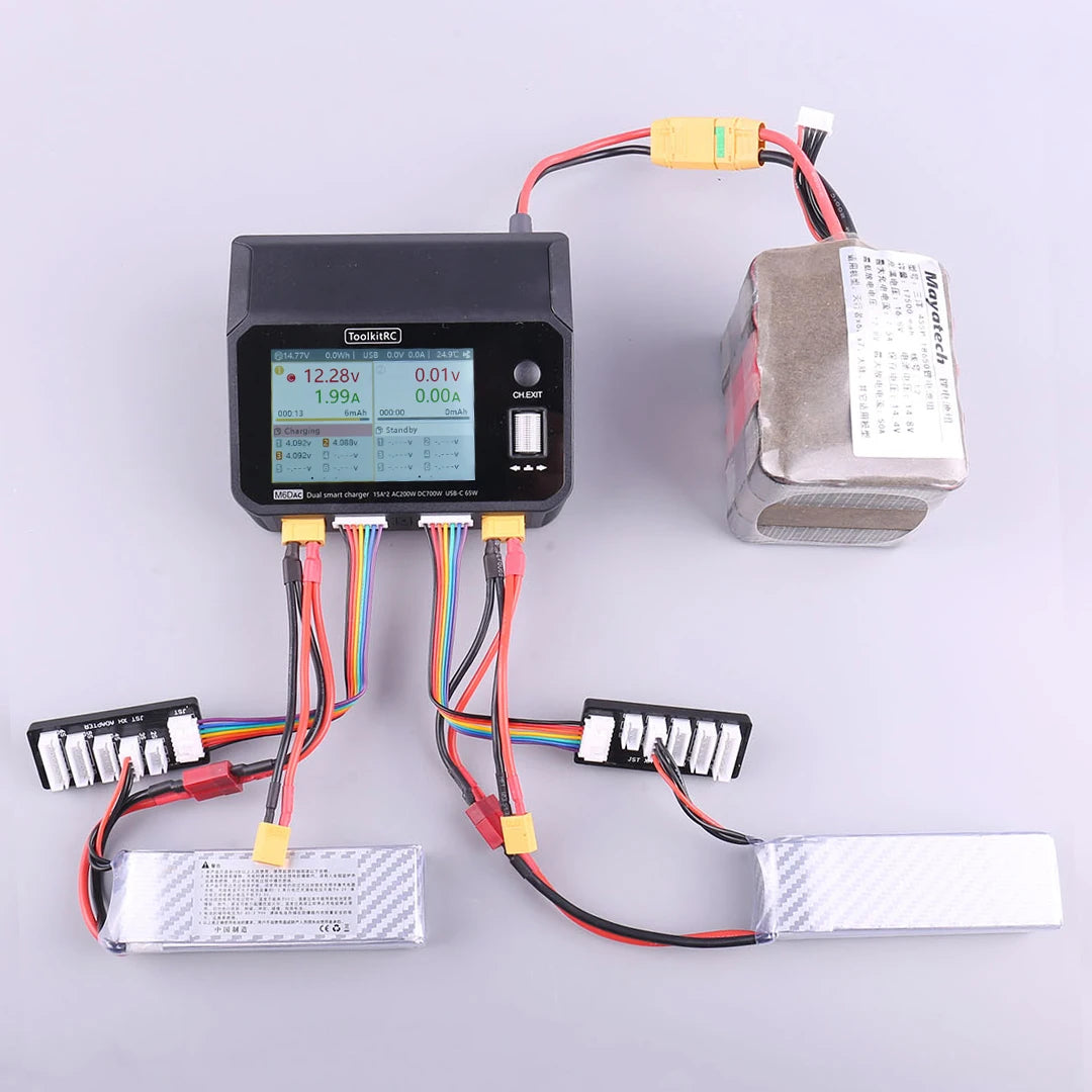 ToolkitRC M6DAC 350W X 2 USB-C 65W AC/DC Dual Smart Charger Discharger for 1-6S Lipo LiHV Lion NiMh Pb Battery with 15A Balance