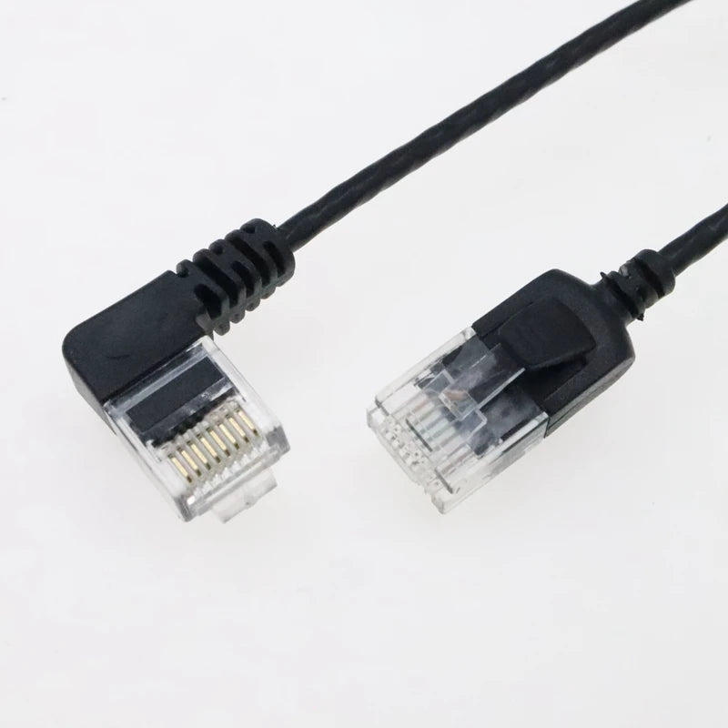 90 Degree Angled, Flexible Slim & Ultra Thin Cat6 Rj45 Ethernet Patch LAN Cord up to High Speed 10Gbps 550MHz for PC, Router