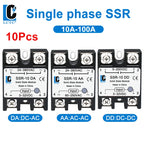 LCTC 10Pcs SSR 10A25A40A50A60a80A100a Solid State Relay DC to AC AC to AC DC to DC Single-phase Relay Zero-crossing Type