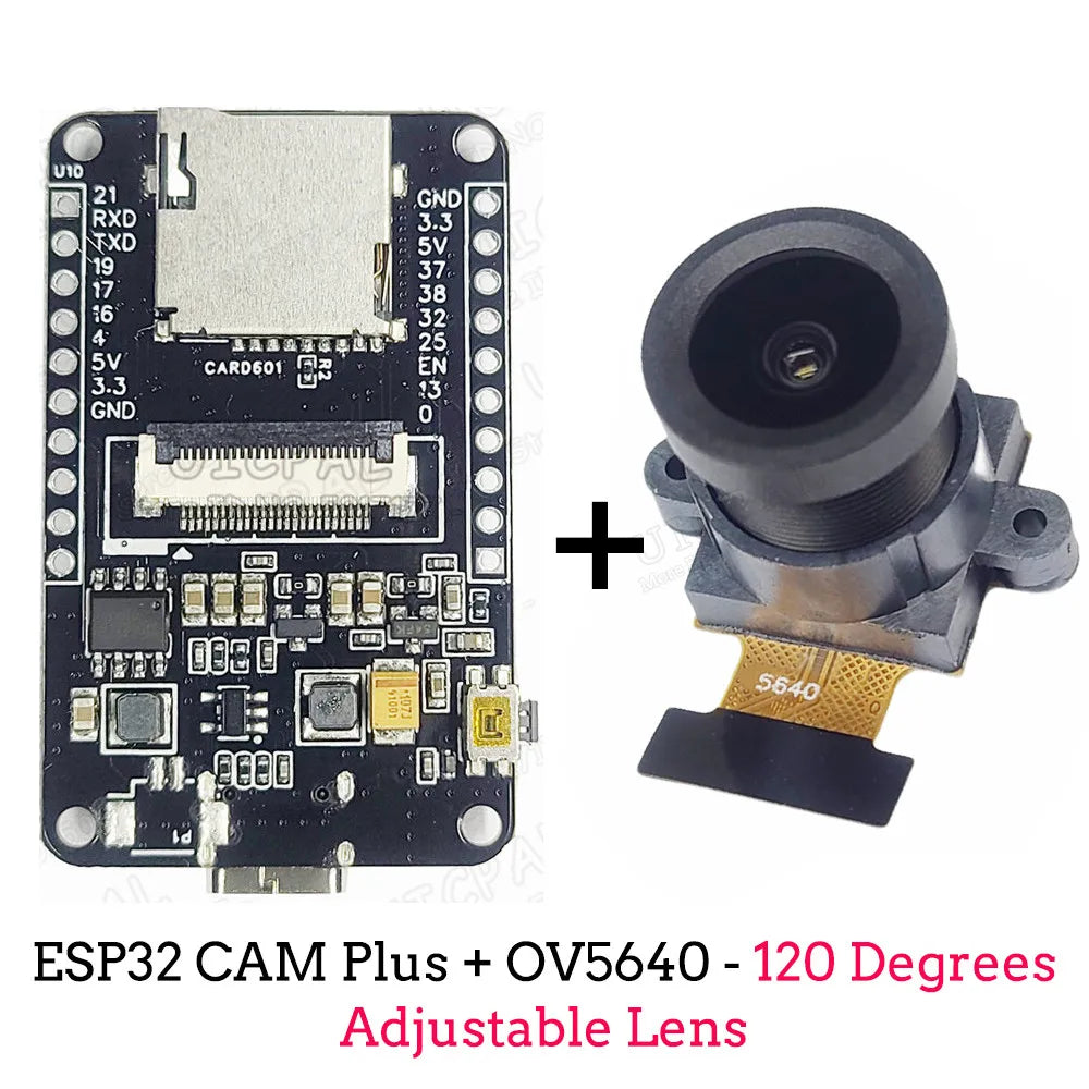 OV5640 ESP32 CAM Camera Module Kit 2.4 GHz WiFi and Bluetooth Develop Board Type C 8MB PSRAM HD 5MP Auto Focus 66 120 160 Degree