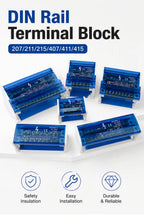 WKH-207/211/215/407/411/415 DIN Rail Distribution Block Multiple Input Output Screw Terminal Electrical Power Junction Box