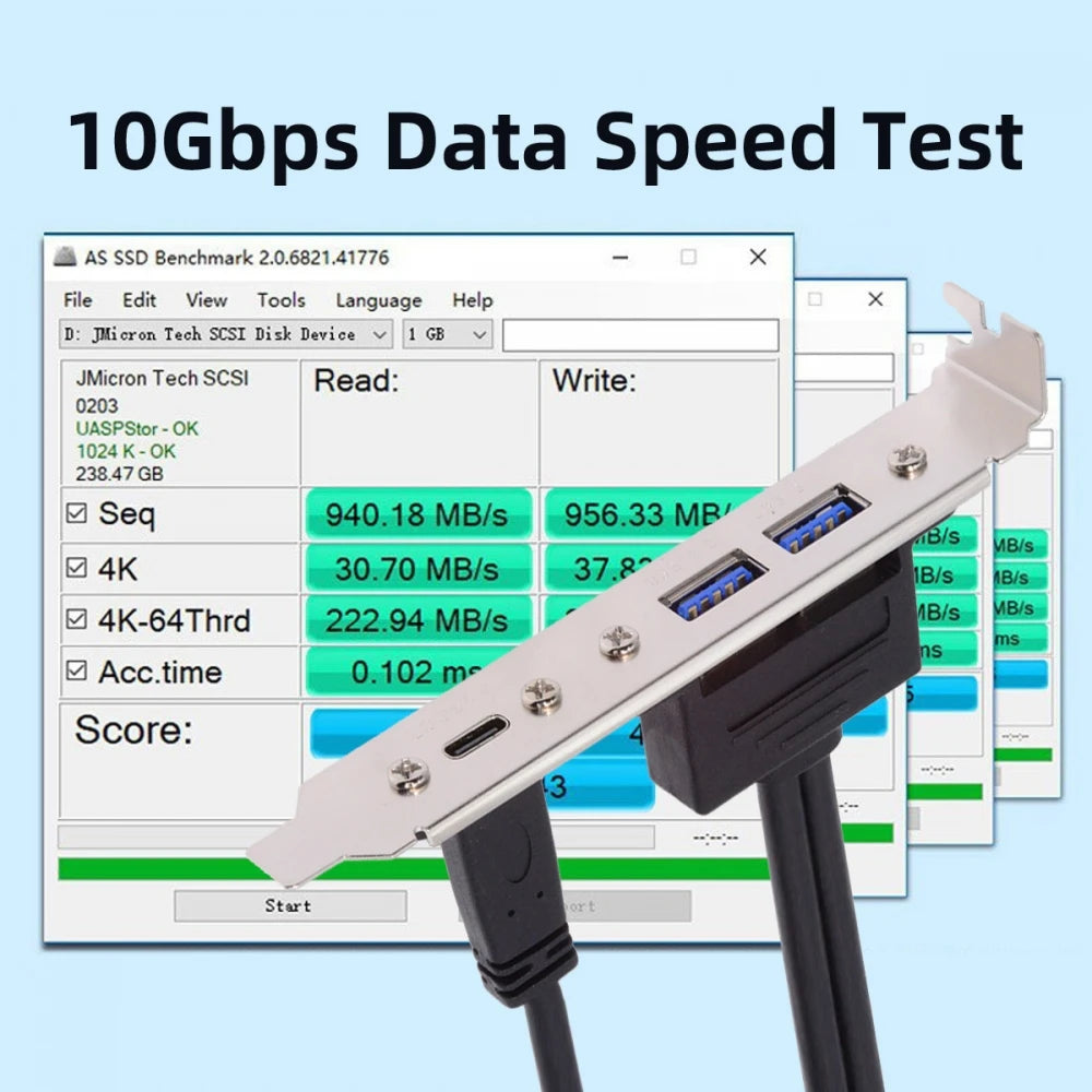 USB3.0 and USB C Female Header Panels to Motherboard 20-pin & Type-E Motherboard Extension Cable Adapter with 12cm PCI-E Bracket