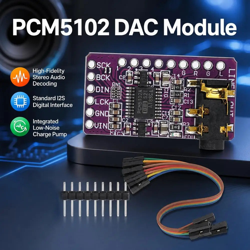 PCM5102 Digital Audio Stereo Digital-to-Analog Converter DAC Decoder Board Module, Decoder I2S IIS