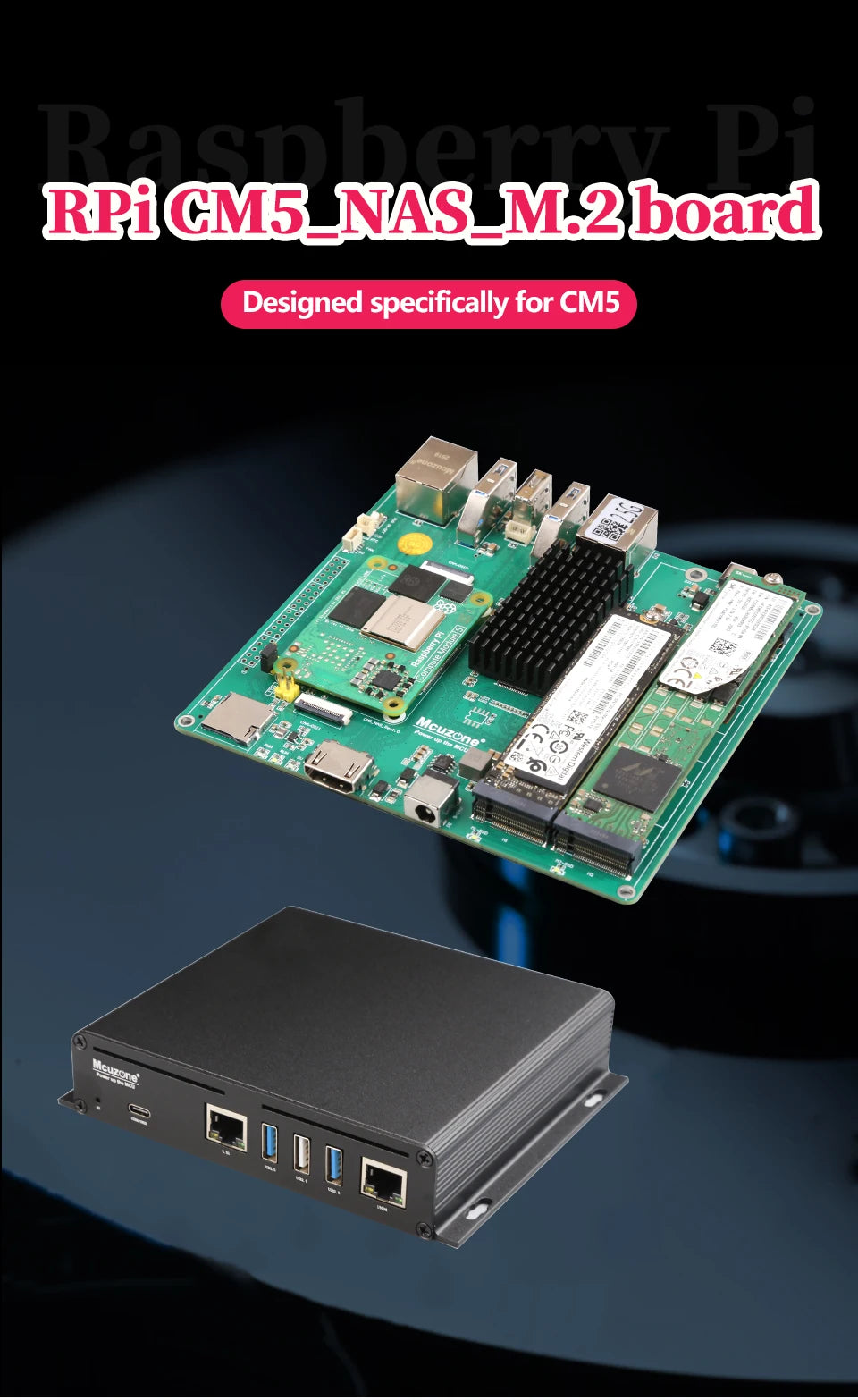 Raspberry Pi CM5_NAS_M.2 board,3* NVME ssd, M.2 support 22110 2280 2242,2.5Gbps ETH and GIGA ethernet, OpenMediaVault,4*PCIE