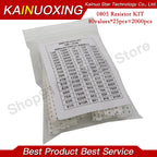 50/200/330/660/720/2000/4000PCS 0402 0603 0805 1206 1210 2512 SMD Resistor Kit Assorted Kit 10K 100K 1R 100R 220R 1% 5%