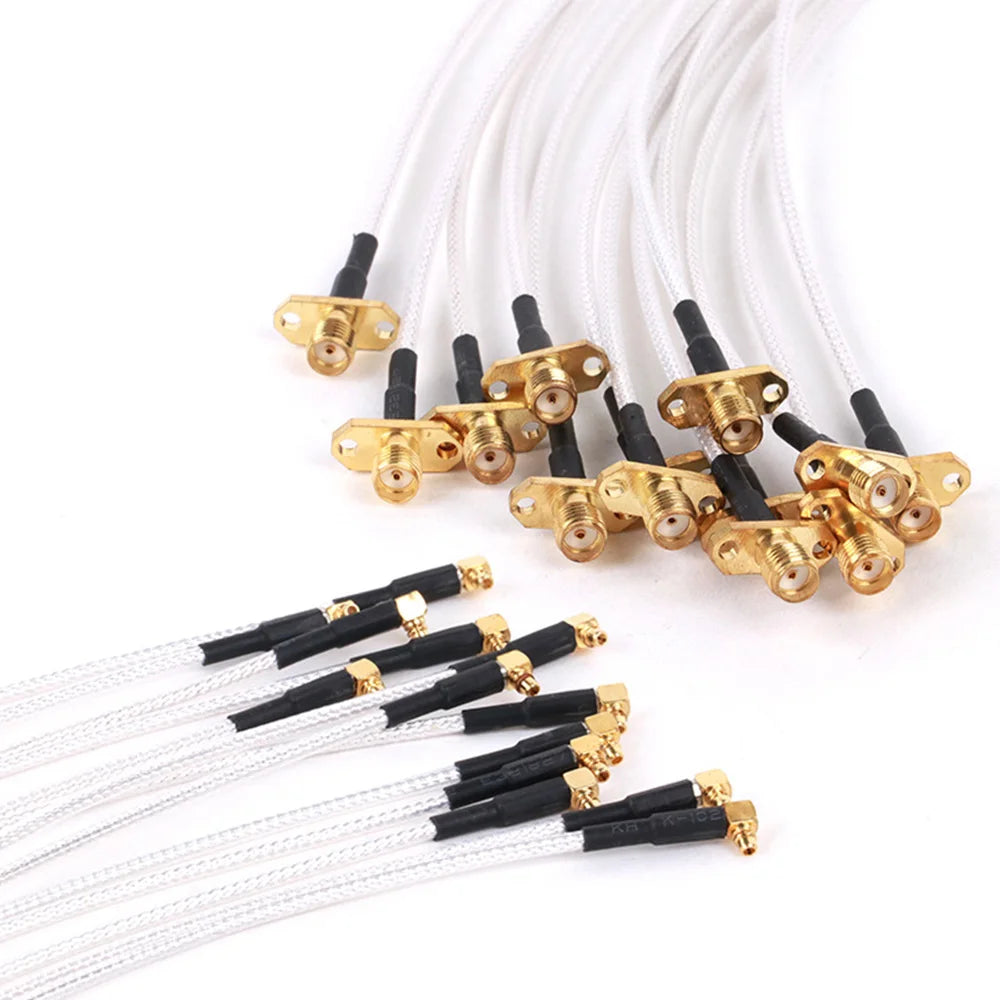 10PCS MMCX Male to SMA Female 2Hole Flange Panel Mount RG316 Cable Pigtail FPV Antenna Extension Cord for TBS Unify Panda RC VTX