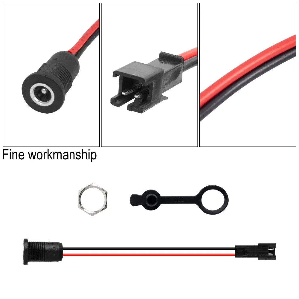 Electric Scooter 5.5 x 2.1mm DC Power Jack Socket Female Panel Mount SM Male Plug Connector Cable 5.5*2.1 mm for Electric Bike