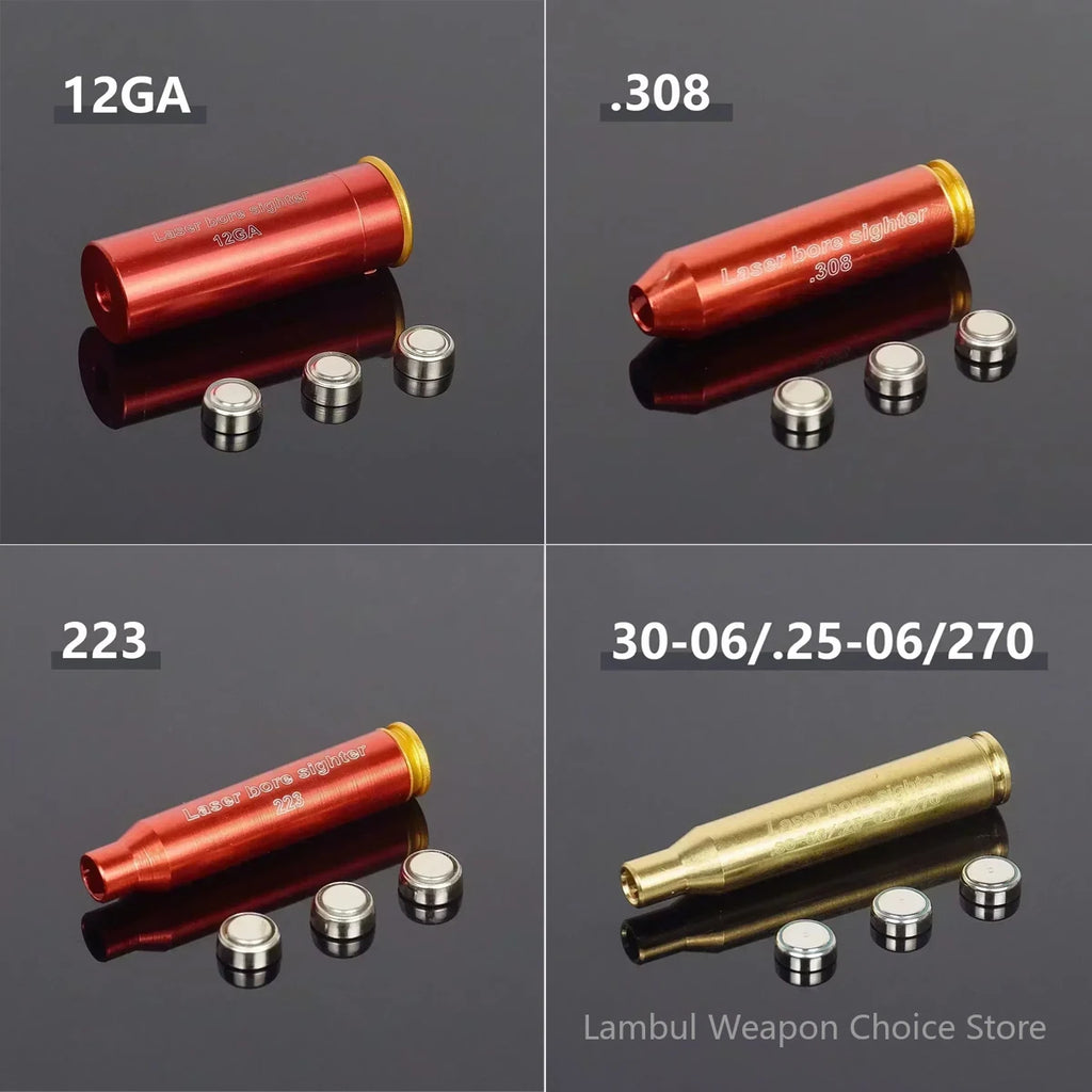 12GA 20GA .308 .223 5.45x39 7.62x39 9x19mm.338 Gauge Red Laser Bore Sighter Training Bullet Boresighter CAL Cartridge Caliber