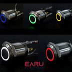 19mm Power Mark Press Metal Push Button Switch Waterproof Latching Self-lock Fixation LED Light Illumination 3V-6V 12V-24V 220V