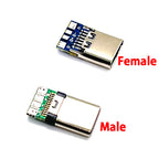 USB 3.1 Type C Male/Female Connectors Jack Tail 24pin USB Male Plug Electric Terminals Welding DIY Data Cable Support PCB Board