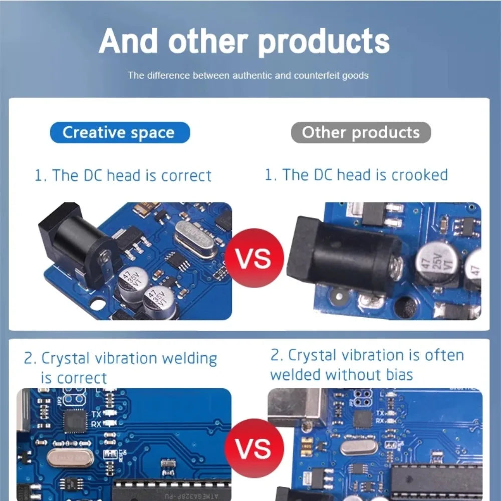 Compatible with Arduino Uno R3 Development Board ATmega328P Microcontroller Module Main Control Board Multicolor USB-B Cable