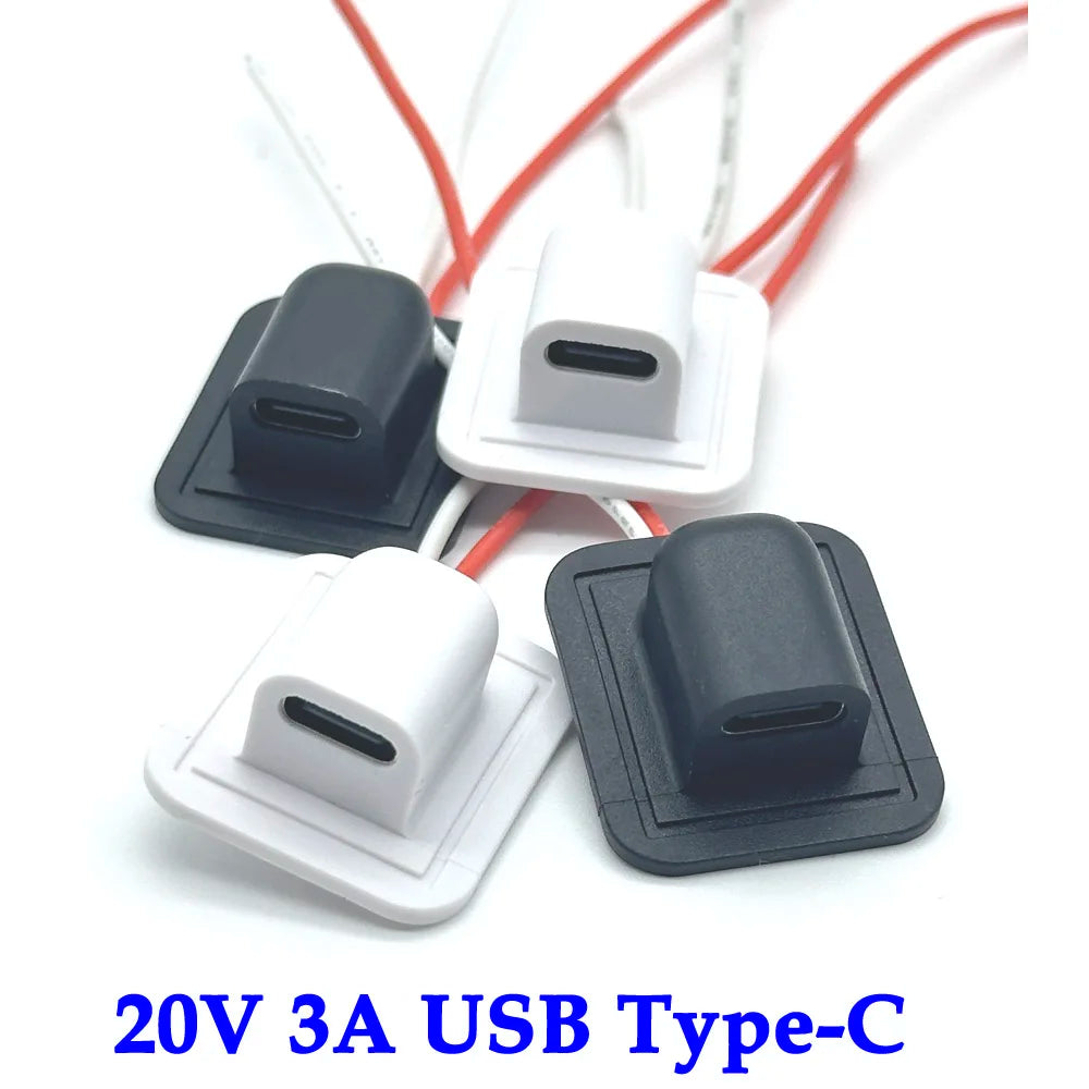 2Pin High Current Charging Socket With 24AWG Snap Lock Plate USB TYPE-C Female Type C Waterproof Female Connector Jack