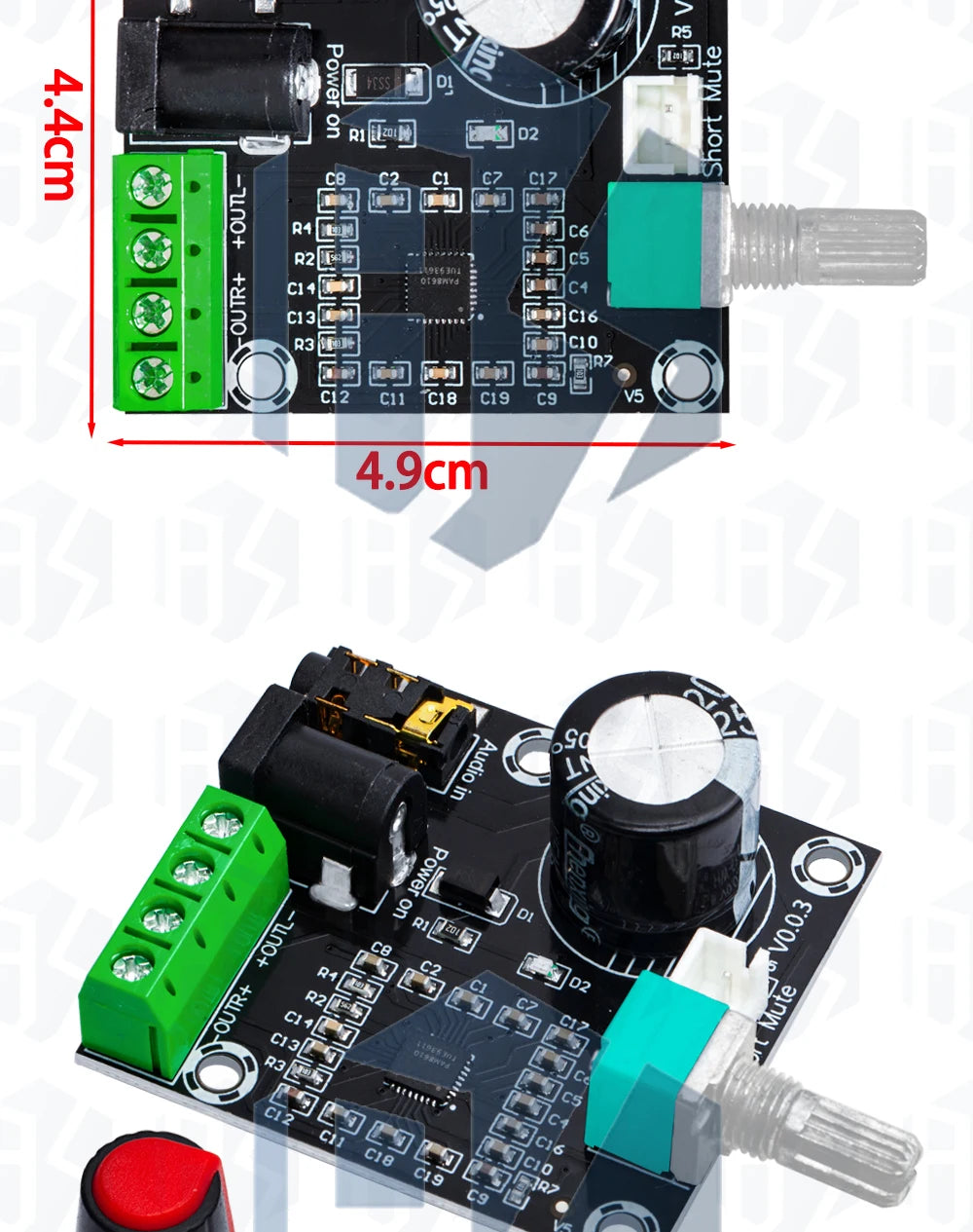 1PCS EGBO Super Slim 2 x 15W PAM8610 Class D Digital Dual Power Audio Amplifier Board 12V black