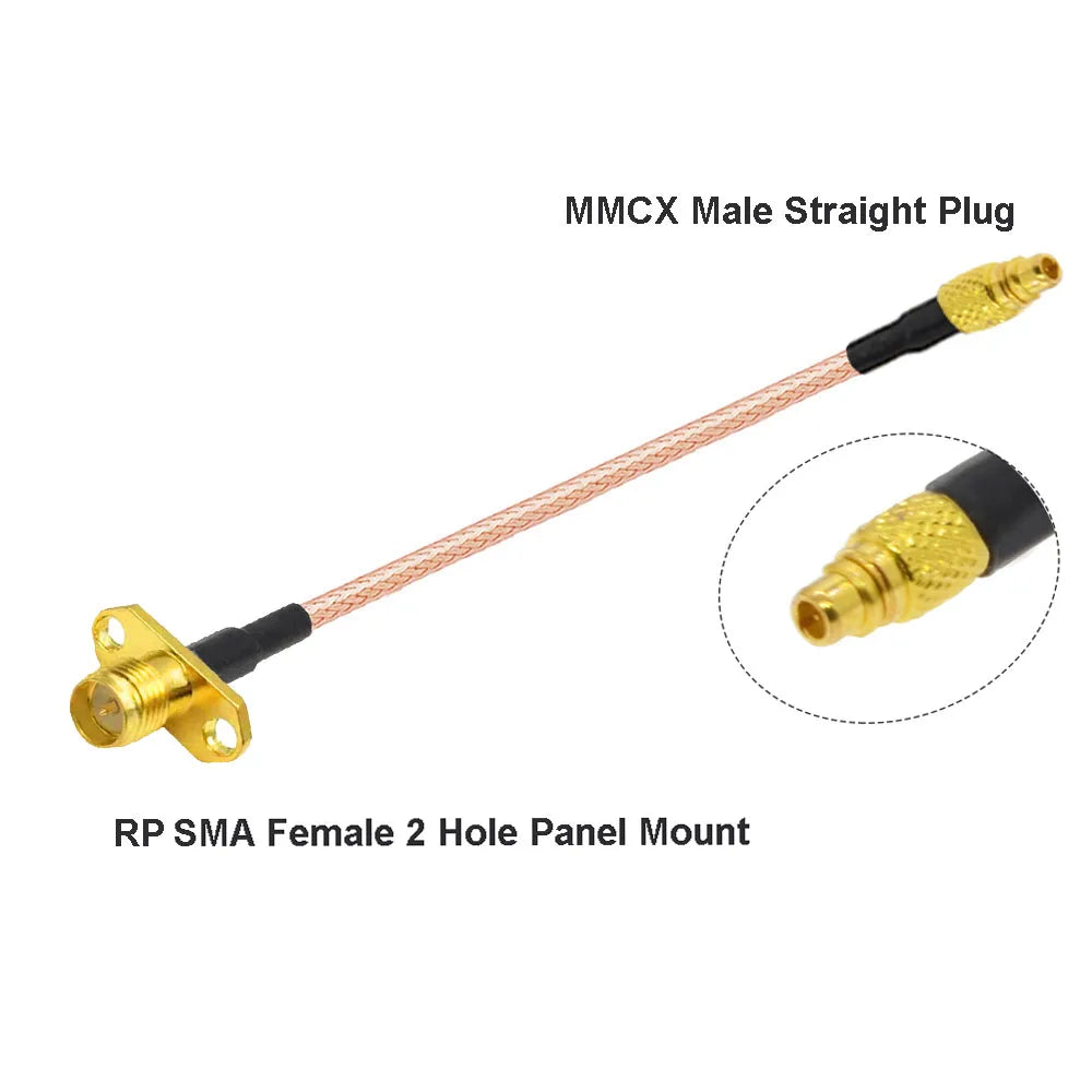 2PCS MMCX to SMA/RP-SMA Female Flange Panel Mount RG316 Pigtail FPV Antenna Extension Cord for TBS Unify PandaRC VTX