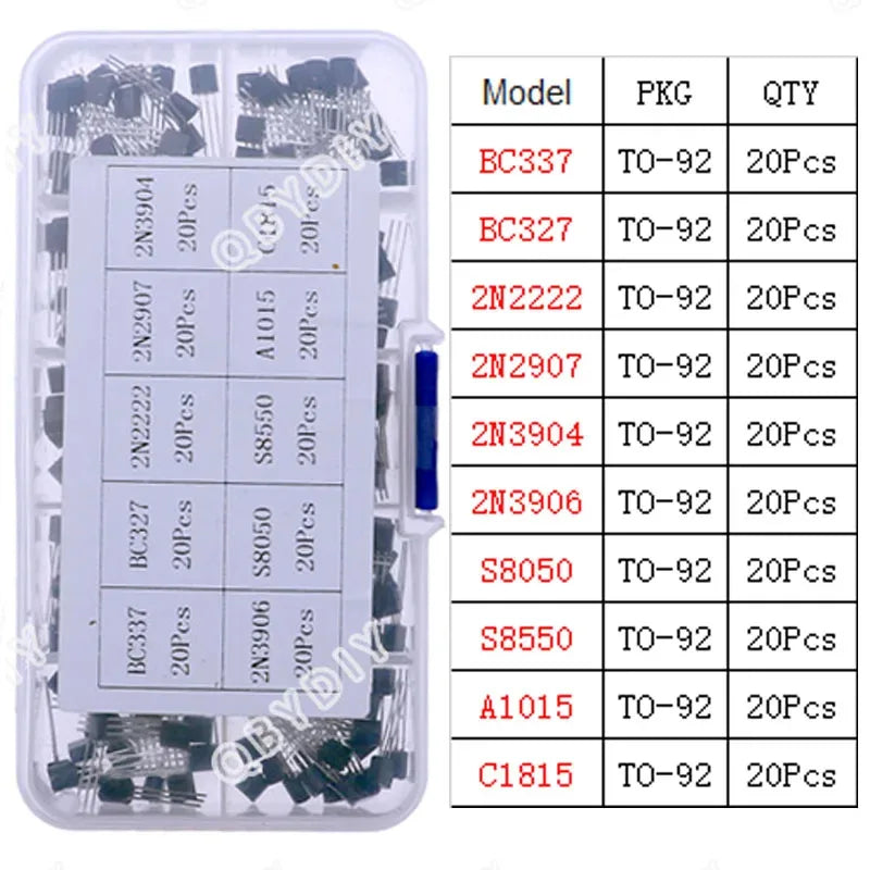TO92 TO126 TO220 DIP Triode PNP NPN Field-Effect Transistor Assorted Kit Mosfet Thyristor mixed set