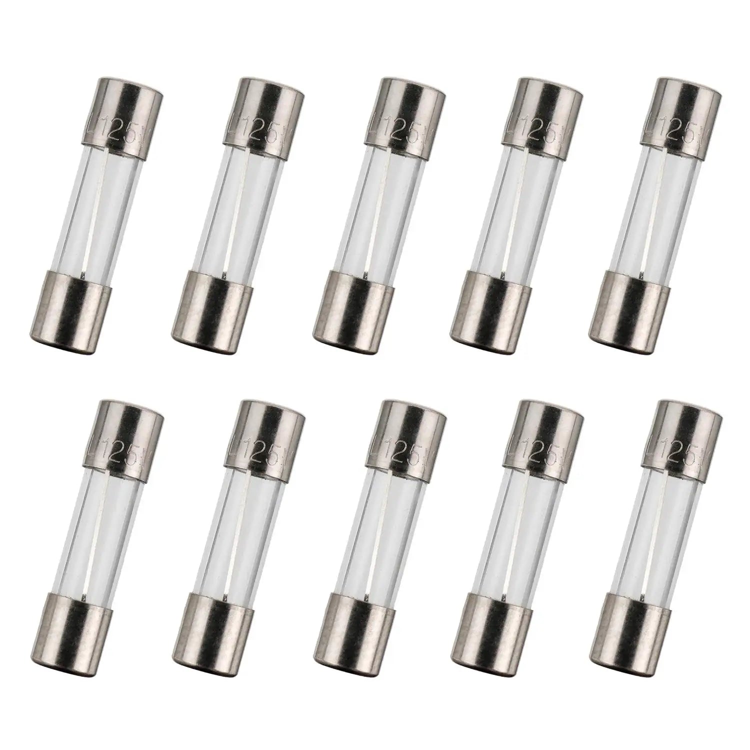 100pcs Fast-Blow Glass Tube Fuse Assorted Kit, 5x20mm 250V 10 Values Fuses 0.5A, 1A, 2A, 3A, 5A, 6A, 8A, 10A, 15A, 20A