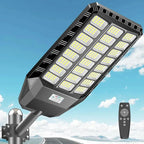 Solar Street Light Outdoor Motion Sensor Dusk to Dawn LED Security Flood Light Remote Control IP66 Waterproof for Parking Lot Garage Yard