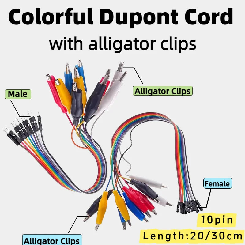 1/5PCS Colored DuPont Wire With Crocodile Clip DuPont Male/Female Head Crocodile Clip Wire Test Wire Connecting Wire For Arduino