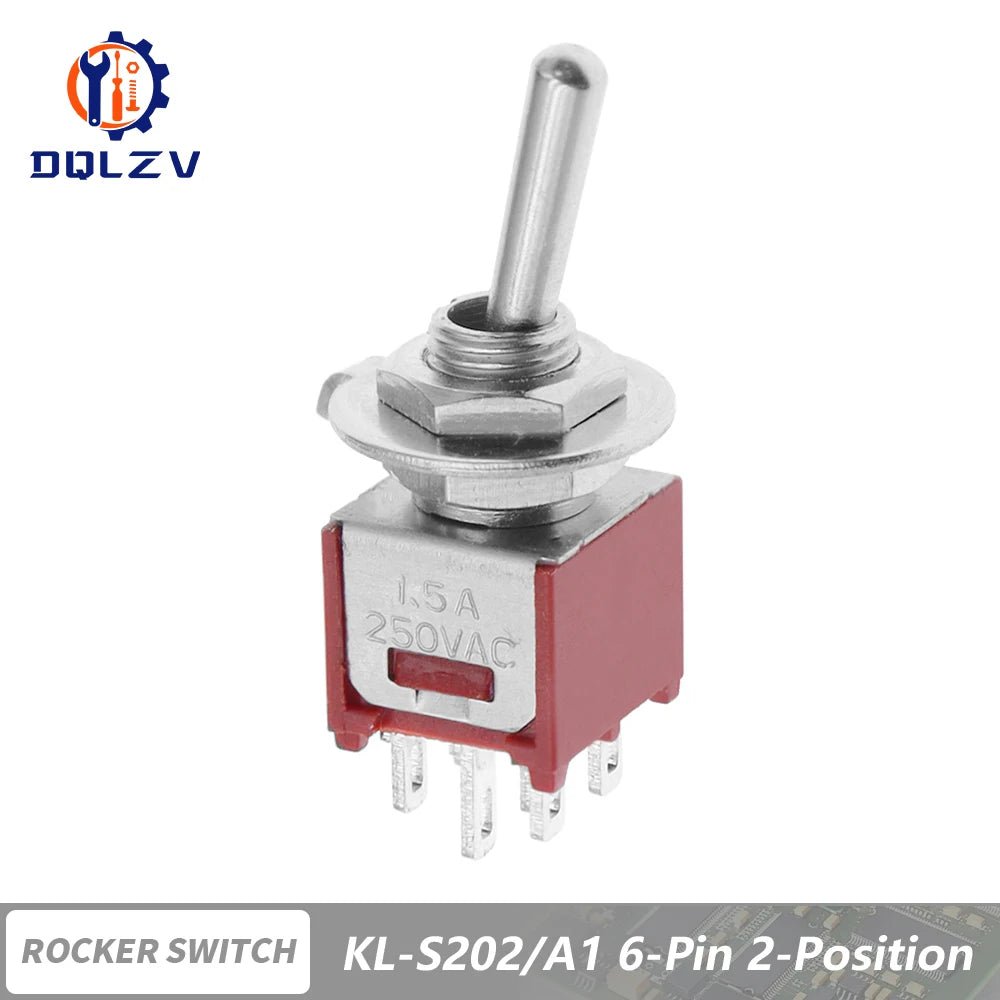 5MM Mini Toggle Switch SMTS-102 250V/1.5A SPDT 3/6 Pin On On 2/3 Position Red Color Stitch Pins SMTS-202 ﻿