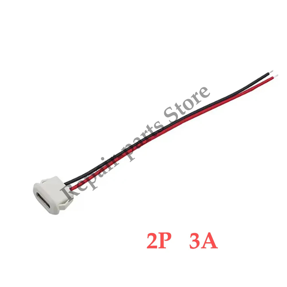 3Pcs Type C Connector Type-C With Card Buckle Female 5A High Current Fast Charging Jack Port USB-C Charger Plug Socket 6pin USB