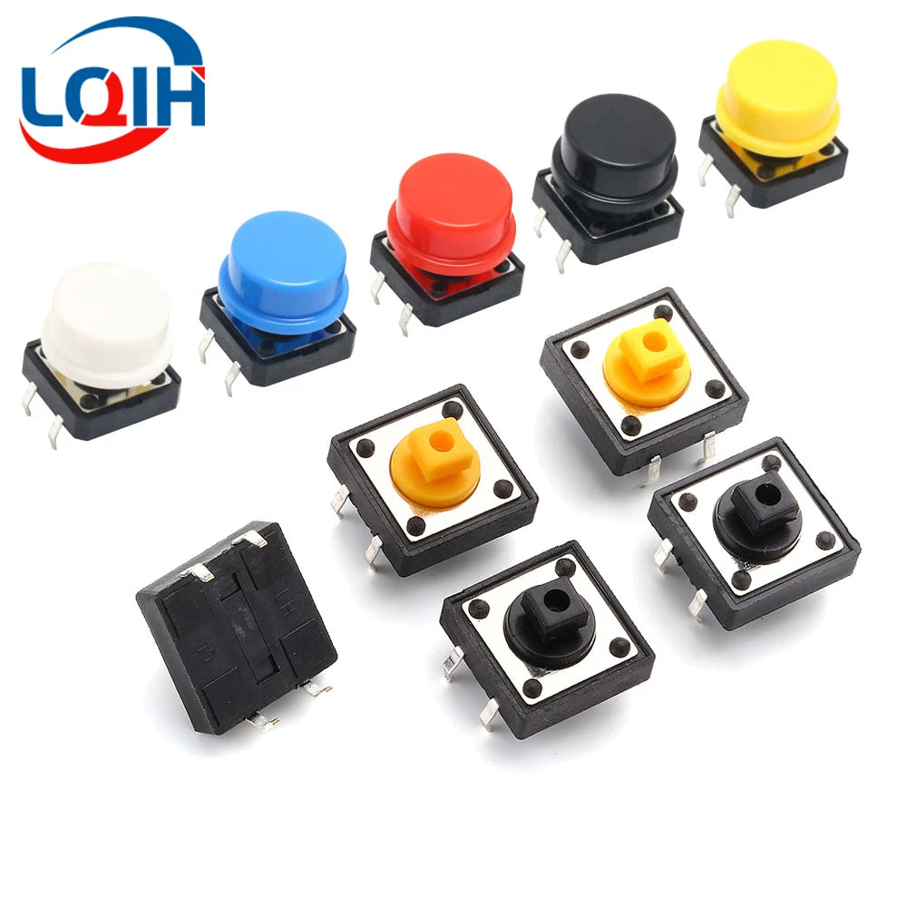 12*12*7.3MM Tactile Push Button Switch Momentary Micro switch button Tact Cap White Black Yellow Blue Red for Arduino Switch