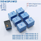 100Pcs/lot SRD-05VDC-SL-C SRD-12VDC-SL-C SRD-24VDC-SL-C SRD -03V 05V 06V 09V 12V 24V 48V DC Power Relays 10A 250VAC 5PIN T73