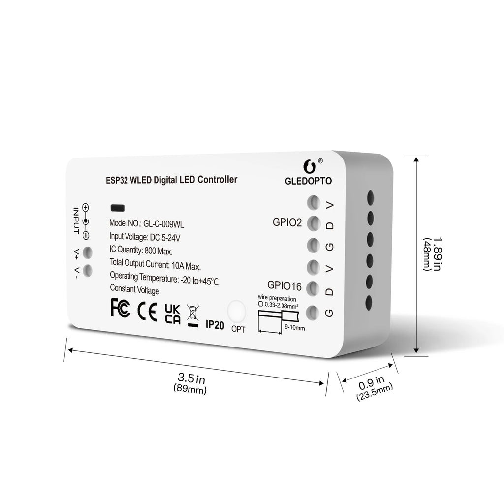 GLEDOPTO ESP32 WLED LED Controller DC5-24V DIY Dynamic Lighting Mode WS2811 WS2812b SK6812 TM1814 WS2813 WS2815 LED Strip Lights