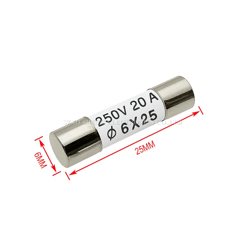10PCS 5*25/6*25/6*30MM Ceramic Fuse 0.5A 1A 2A 3A 4A 5A 6A 8A 10A 13A 15A 16A 20A 25A 30A 250V 500V RO55 RO57 RO58 Fuse BS1362