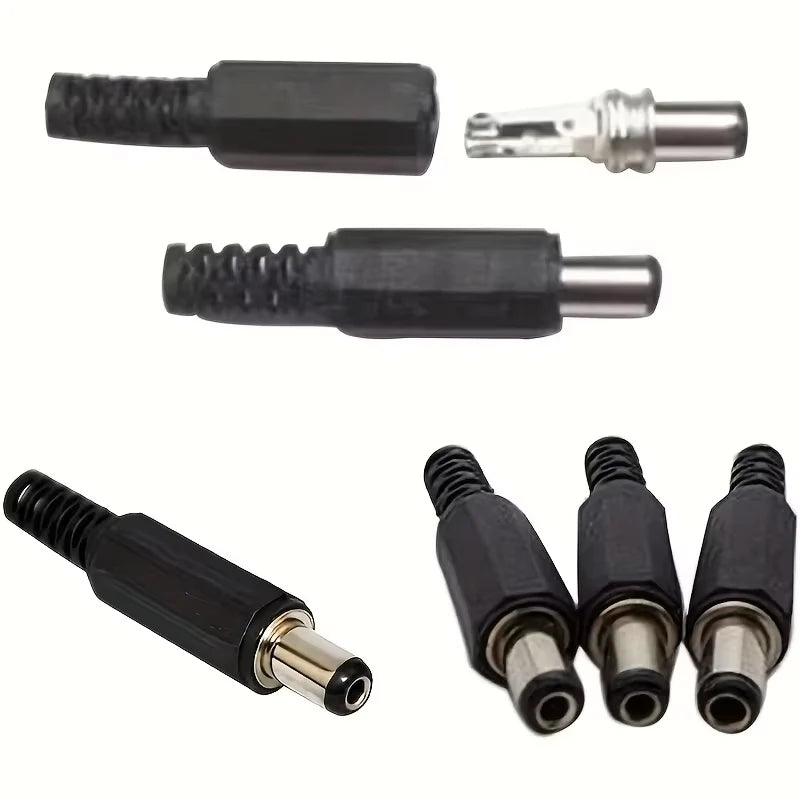 10Pcs DC Connectors 5.5x2.1mm DC Power Plug Male Female Jack Socket Nut Panel Mount DC Power Adapter Connector